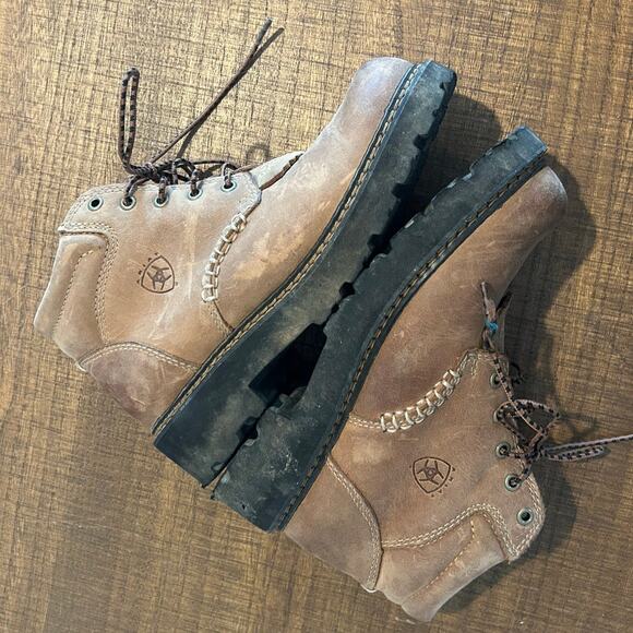 Ariat Canyon Western Boots Women's Sz 6.5B Tan Leather Lace Up Casual Round Toe - Picture 10 of 10